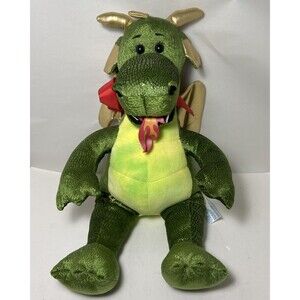 Build a Bear Green Dragon Plush 14 inch No Sound 2010 Stuffed Animal Gift EUC